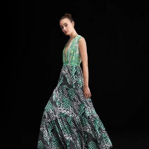 DIANE VON Drew Reversible Mesh Wrap Dress
in Six Sister Camo and Python 50th DVF